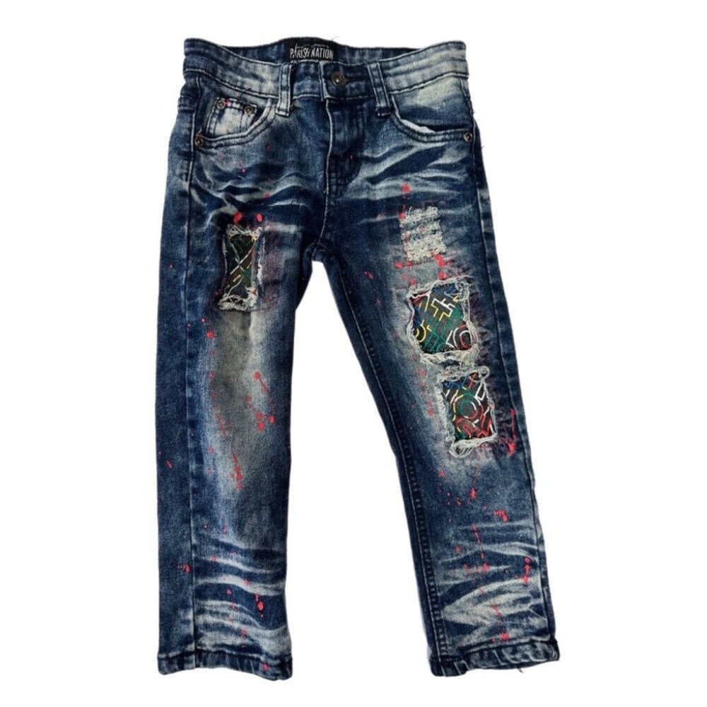 Parish Nation distressed paint retro jeans SIZE 3T